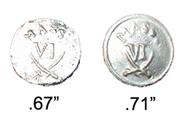 6th Massachusetts Regiment c.1781 button
